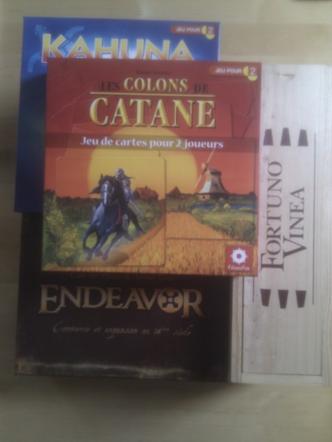 Endeavor, Kahuna, Les colons de Catane (jeu de cartes) et Fortuno vinea